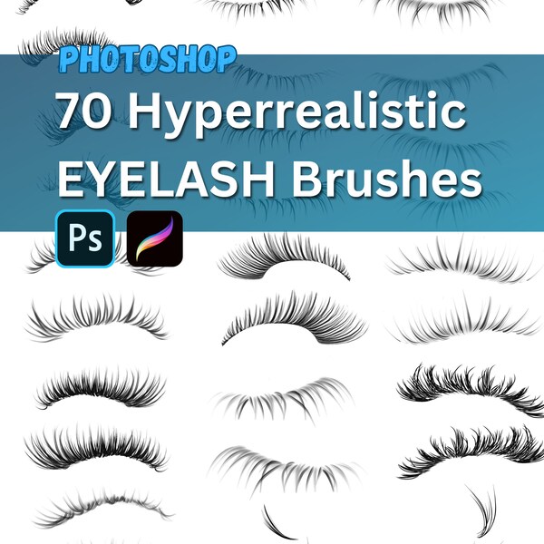 Photoshop eyelashes brushes. Photoshop volume lashes, photoshop brushes eyelashes, hyperrealistic eyelashes, Instant digital download