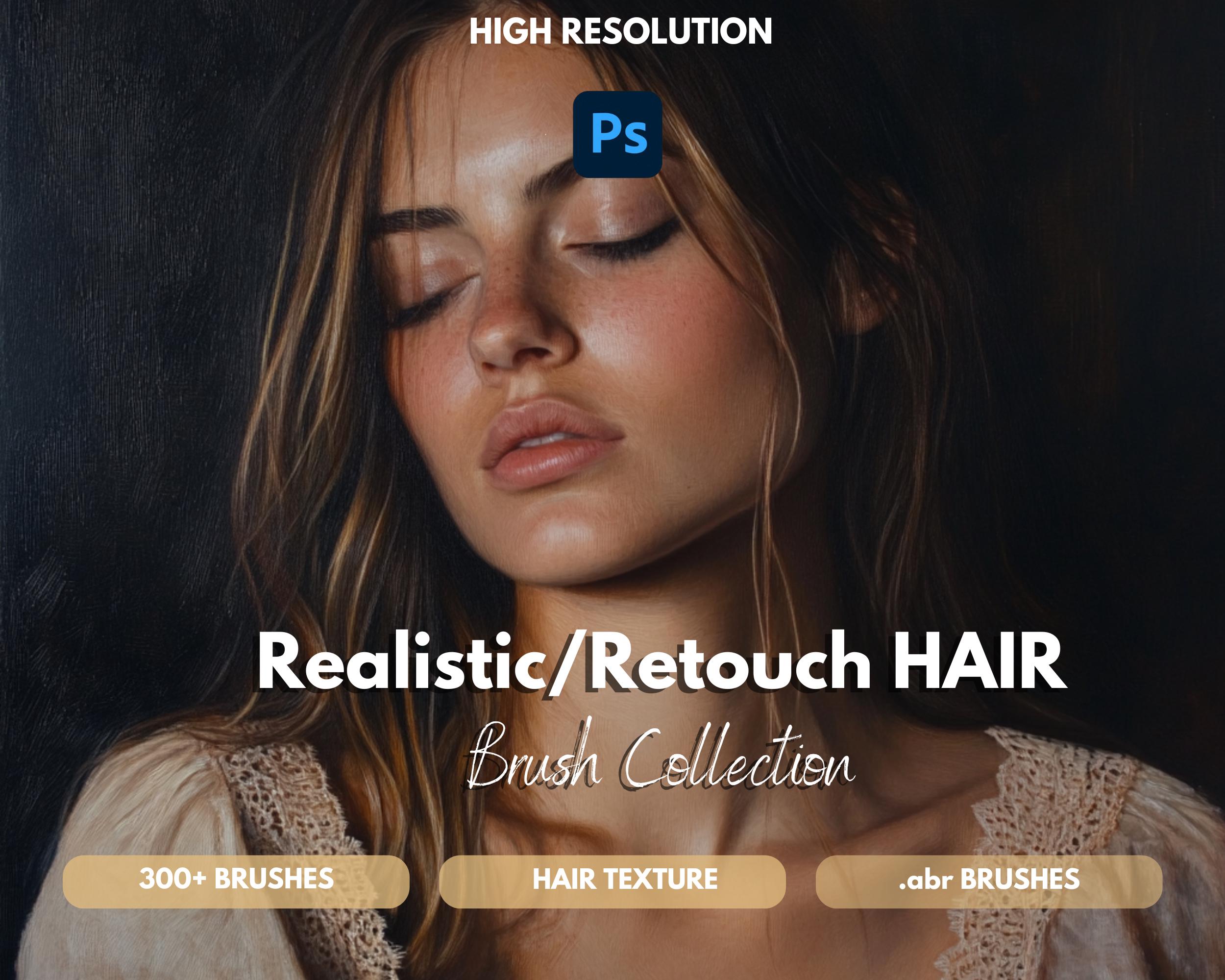 Photoshop Hair brushes. Instant digital download, Realistic Hair texture, Digital Art, Painted hair, Strands of Hairs, Curls Brushes