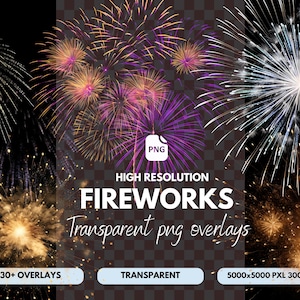 Realistic Fireworks overlays, transparent png fireworks overlay, fireworks, photo overlays, transparent png, instant download commercial use