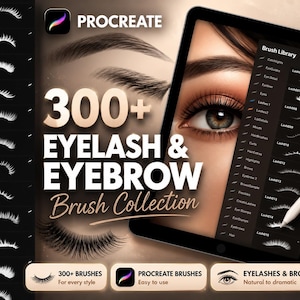 Procreate Eyelash Eyebrow Brush Bundle: 300+ Portrait Eye Brushes (Digital Download)