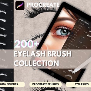 Procreate eyelash brushes. Procreate extra volume lashes stamp, realistic portrait brush, realistic procreate eye brush for artist 200+
