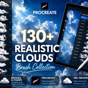 Procreate Clouds Brush Set: 130+ Realistic Sky Stamps (Digital Download)