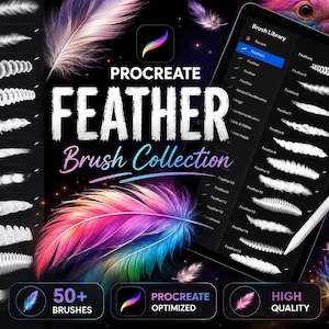 Pinceles de plumas, Pinceles de plumas para Procreate: Pinceles de ángel, pájaro y esponjosos, Conjunto de pinceles para Procreate, Conjunto de pinceles de animales para Procreate
