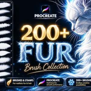 Procreate Fur Brushes: 200+ Animal Hair, Pet Portrait, Texture Brushes (Digital Download)