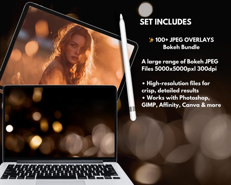 100+ Bokeh Light Leak Overlays: Photoshop Effects (JPEG, 5000x5000 px) (Instant Download) image 2