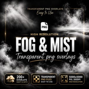 Über 200 PNG-Overlays für Nebel und Rauch: Hochauflösende Nebeleffekte (Digitaler Download)