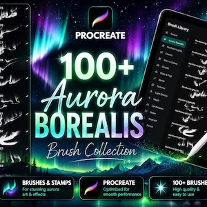 Northern Lights Procreate Brushes: Aurora & Star Brush Set (Digital Download