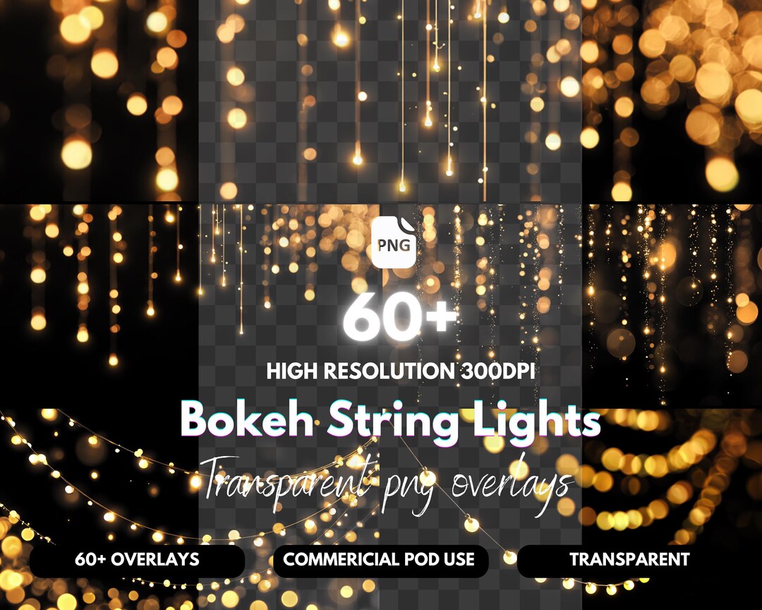 Gold Bokeh String Light Photo Overlays (digital Download) - Etsy