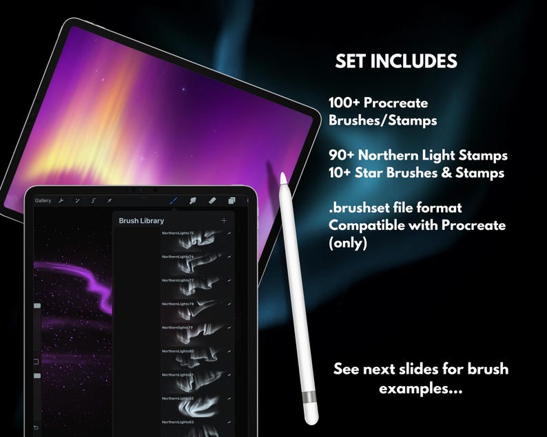 Northern Lights Procreate Brushes: Aurora & Star Brush Set (digital ...