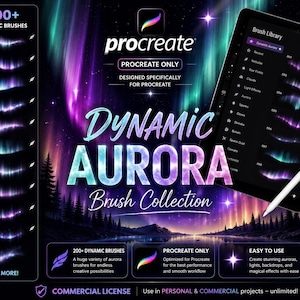 Pinceaux Aurore Boréale pour Procreate | Pinceaux Effets Magiques Aurores Boréales | Pinceaux Éclat et Lumière Dynamiques pour iPad