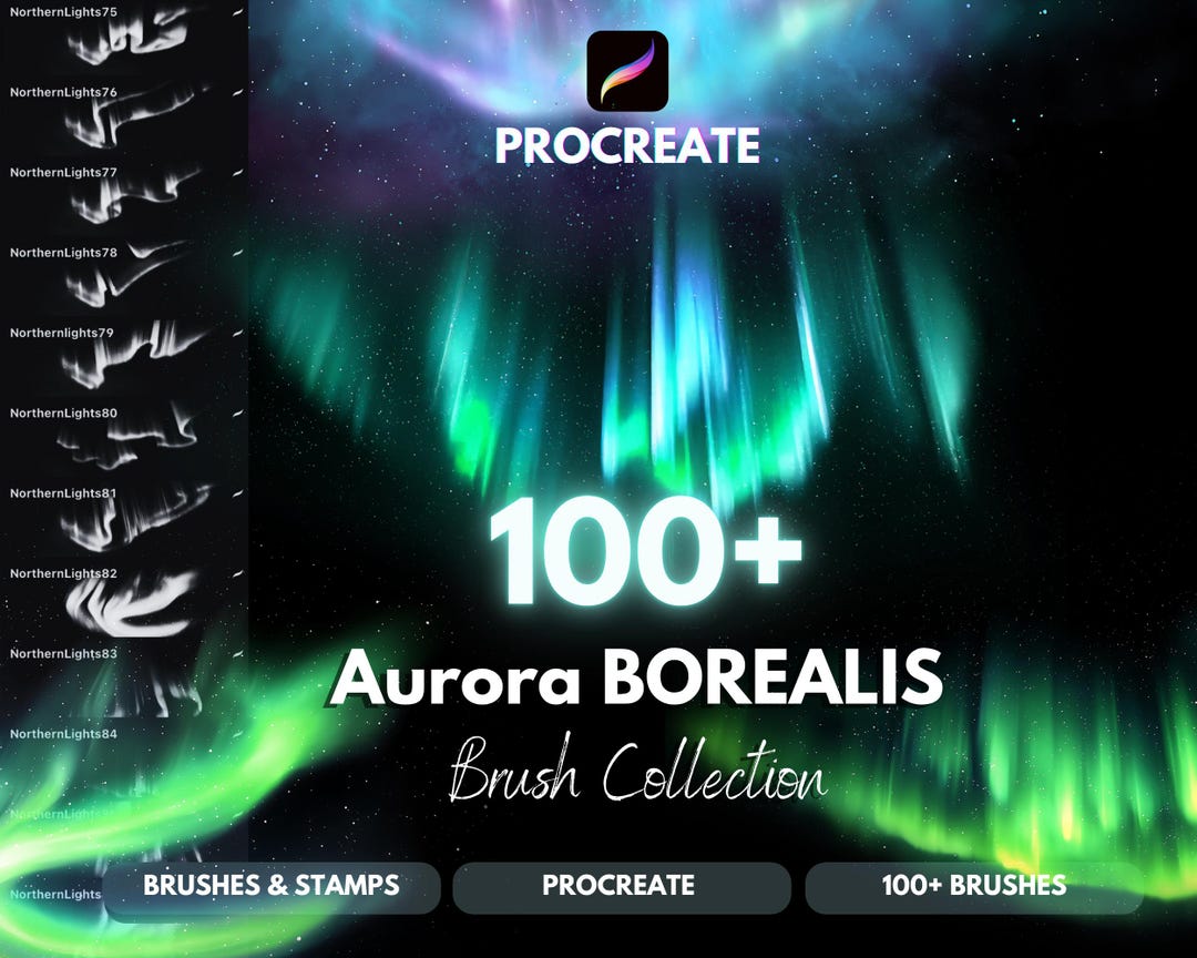 Northern Lights Procreate Brushes: Aurora & Star Brush Set (digital ...