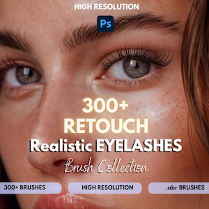 300+ Realistic Eyelash Photoshop Brushes: Photographer & Artist Bundle (Digital Download, .abr Format, Tutorial Included