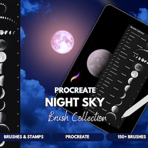 Procreate Night Sky Brush Set: Moons, Stars, Aurora (Digital Download)