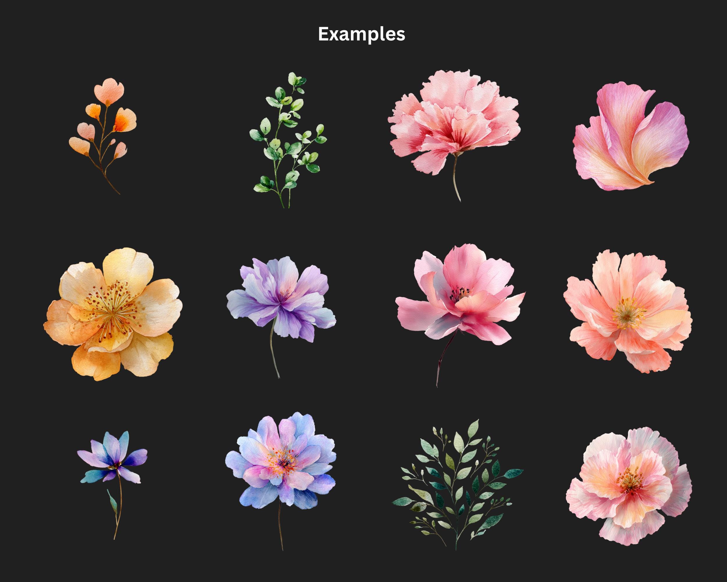 Watercolor Floral Clipart - Hand-painted Spring Flowers for Wedding ...