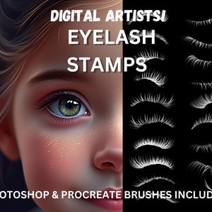 Eyelash Stamps for Procreate and Photoshop, Eyelash Brushes, photoshop brushes eyelashes, for digital artists, Instant download