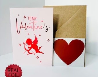 Valentine's Red Foiled DIY Scratch Reveal Card - Red Cupid