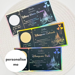 Disneyland Ticket | Black Foiled | Scratch Card | Disney Trip | Scratch And Reveal | Disneyland Paris | Holiday Reveal | Birthday Trip Gift