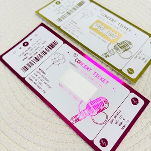 à gratter personnalisé de concert à gratter | Billet de concert | Bon surprise | Afficher Révéler | Concert de musique | Afficher