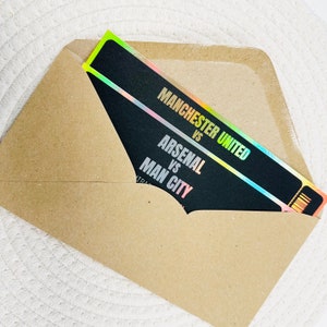 Biglietto personalizzato per partita di calcio con lamina nera / Buono a sorpresa / Regalo per partita di calcio / Partita di calcio / Biglietto per partita