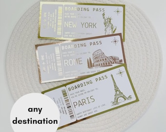 Foiled Holiday Reveal Ticket | Boarding Pass | Surprise Trip | Staycation | Holiday Surprise | Christmas Gift