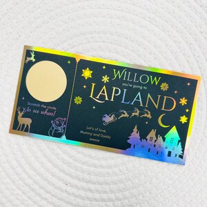 Personalisierte Lappland offenbaren | Lappland Fahrkarte | Lappland Bordkarte | Fahrkarte nach Lappland | Weihnachtseinladung Lappland | Schwarz Foliert