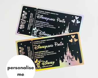 Foiled Disneyland Paris Geschenk Karte | Disney Reise offenbaren | Disneyland Paris | Urlaub offenbaren | Geburtstagsgeschenk Reise | Weihnachten