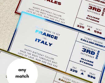 Foiled Rugby Ticket | Surprise Gift Voucher | Rugby Gift | Rugby Match | Sports Game | Christmas Gift