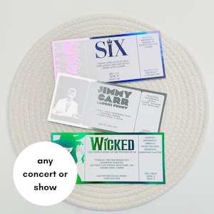 Personalised Foil Event Ticket | Concert/Theatre Ticket | Surprise Voucher | Show Reveal | Musical | Concert | Theatre | Broadway