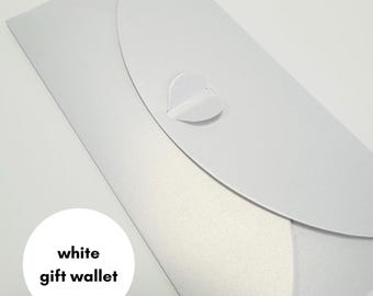 DL weiße Geschenktasche | Geschenk Umschlag | Geldbeutel | Gutscheine Halter | 22cm x 11cm