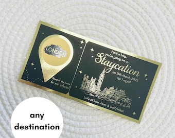 Foiled Staycation Scratch Reveal Ticket | Boarding Pass | Surprise Trip | Night Away | Birthday Gift | Christmas Gift