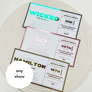 Personalised Foil Theatre Ticket | Theatre Ticket | Surprise Voucher | Show Reveal | Musical | Concert | Theatre | Broadway