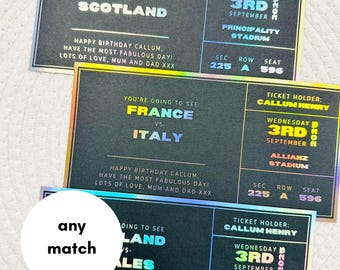 Foiled Rugby Ticket | Surprise Gift Voucher | Rugby Gift | Rugby Match | Sports Game | Christmas Gift