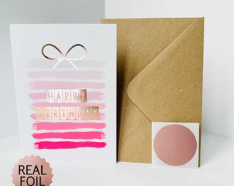 Birthday Rose Gold Foiled DIY Scratch Reveal Card - Pink Present