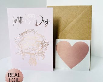 Mother's Day Rose Gold Foiled DIY Scratch Reveal Card - Rose Gold Flowers
