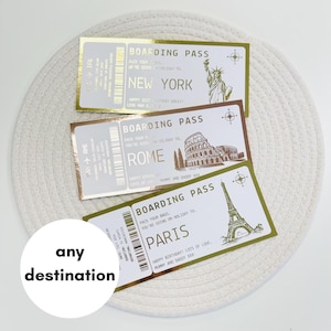 Personalised Foil Holiday Reveal Ticket | Boarding Pass | Surprise Trip