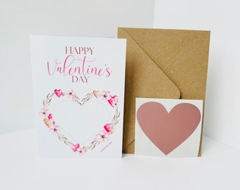 Valentine's DIY Scratch Reveal Card - Pink Hearts