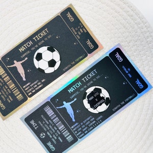 Biglietto da grattare personalizzato con lamina nera per pallone da calcio / Buono a sorpresa / Regalo di calcio / Partita di calcio / Biglietto della partita
