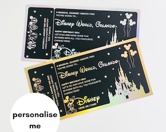 Foiled Disney World Orlando Gift Ticket | Disney Trip Reveal | Disney World Florida | Holiday Reveal | Birthday Gift | Christmas Gift