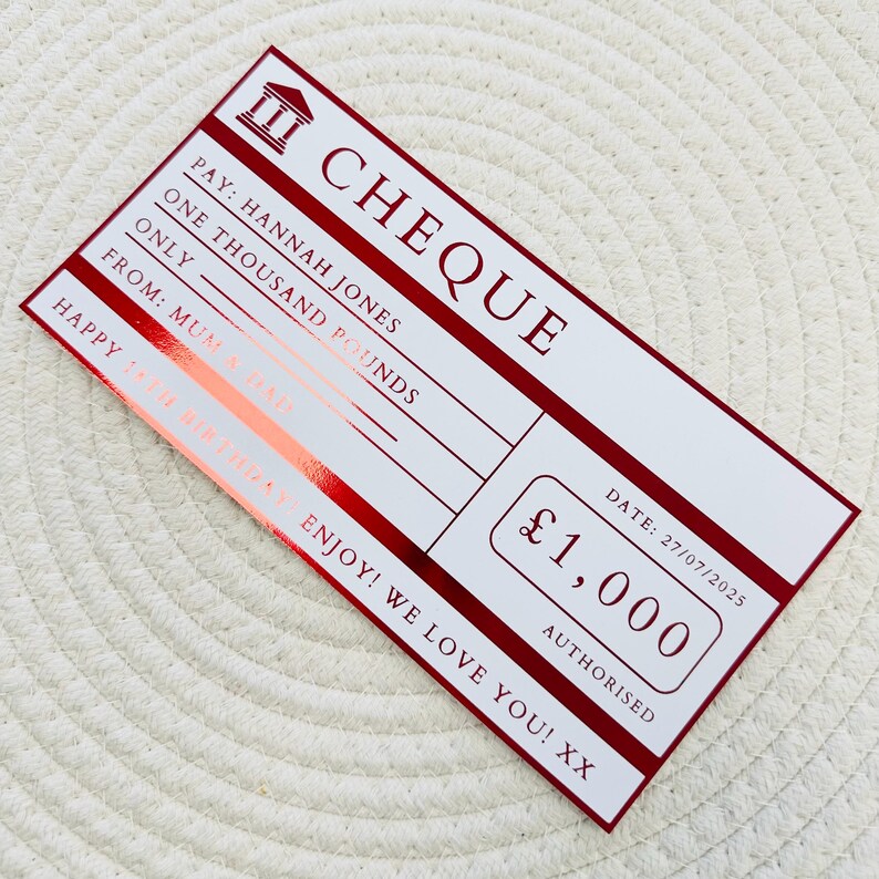 Foiled Cheque | Money Gift | Money Reveal | Gift Voucher | Surprise ...