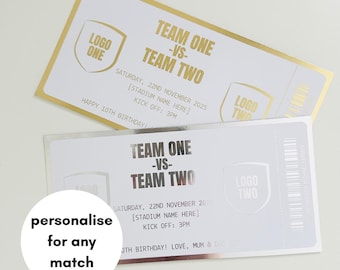 Foiled Football Ticket | Surprise Gift Voucher | Football Gift | Football Match | Sports Game | Christmas Gift