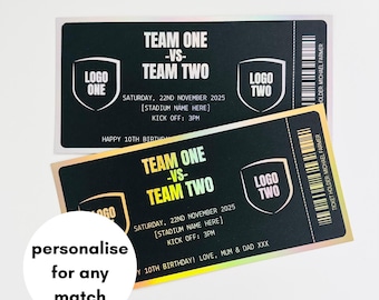 Foiled Rugby Ticket | Surprise Gift Voucher | Rugby Gift | Rugby Match | Sports Game | Christmas Gift