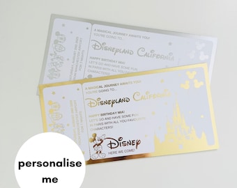 Foiled Disneyland Kalifornien Geschenk Karte | Disney Reise offenbaren | Disneyland Kalifornien | Urlaub offenbaren | Geburtstagsgeschenk | Weihnachtsgeschenk