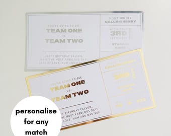 Foiled Football Ticket | Surprise Gift Voucher | Football Gift | Football Match | Sports Game | Christmas Gift