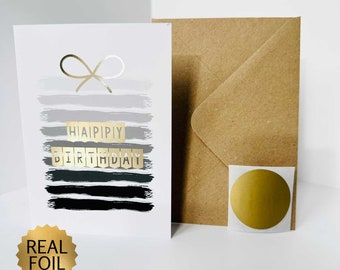 Birthday Gold Foiled DIY Scratch Reveal Card - Black Present