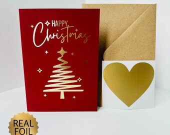 Christmas Gold Foiled DIY Scratch Reveal Card - Gold Tree