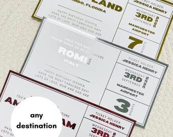 Foiled Holiday Scratch Reveal Ticket | Boarding Pass | Surprise Trip | Scratch To Reveal |Staycation | Holiday Surprise | Christmas Gift