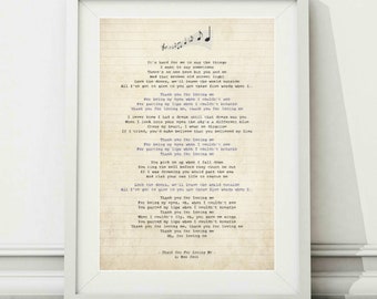 Bon Jovi - Gracias por amarme - Impresión de póster de arte lírico de canción IMPRIMIBLE - Descarga digital instantánea