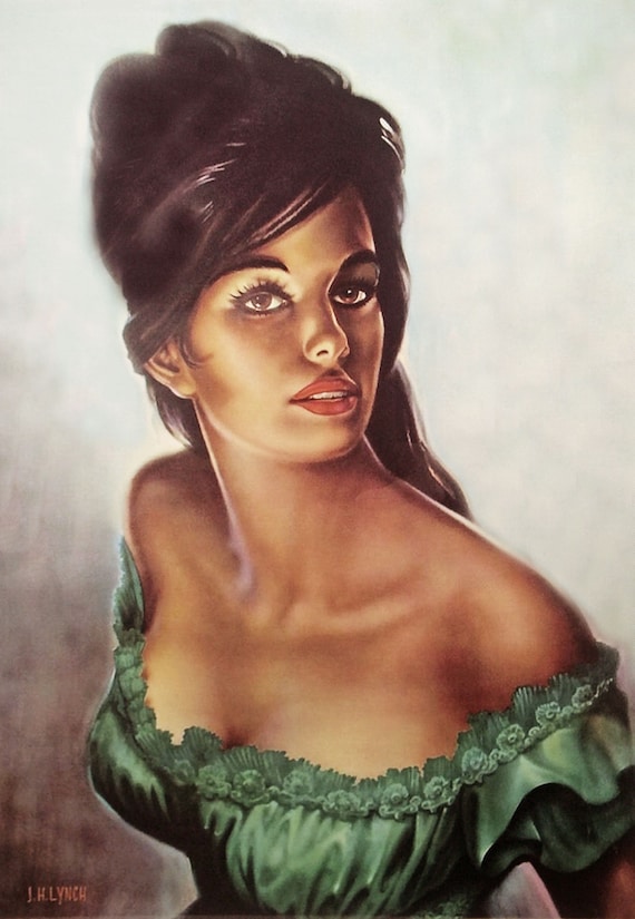 Tina in Green Dress by JH Lynch Tretchikoff Era - Vintage Art