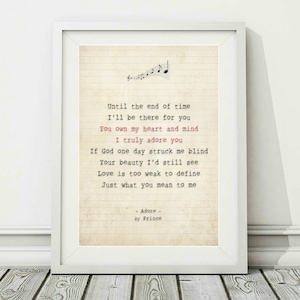 Prince - Adore - Song Lyric Art Poster Print - Sizes A4 A3