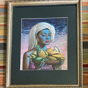 ORIGINAL RARE Tretchikoff Fruits Of Bali 1969 - Large Framed Vintage Art Print